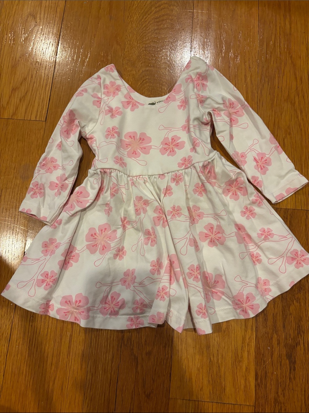 Monica + Andy Long-Sleeve Skater Dress with Pink Floral Print